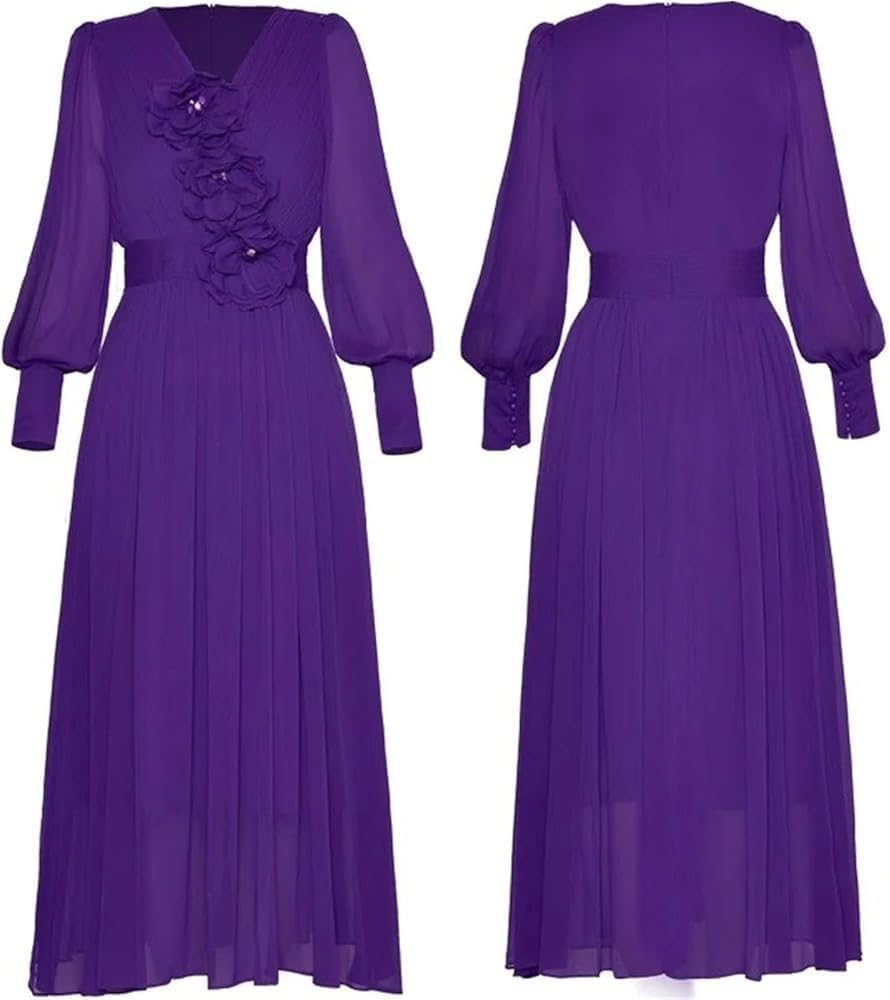 Women V-Neck Long Sleeve Ball Gown Dress High Waist Applique Sequin Party Evening Dresses - Image 2