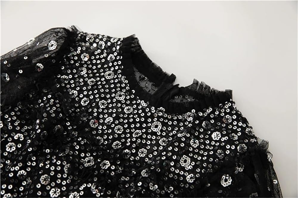 Women's Lace Slim Fit Ruffle Dress Cascading Layered Evening Dress - Image 6