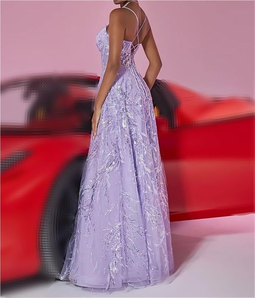 Women's Sequin Suspender Evening Dress Long Maxi Wedding Party Cocktail Gown - Image 6