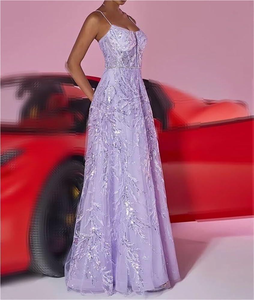 Women's Sequin Suspender Evening Dress Long Maxi Wedding Party Cocktail Gown - Image 3