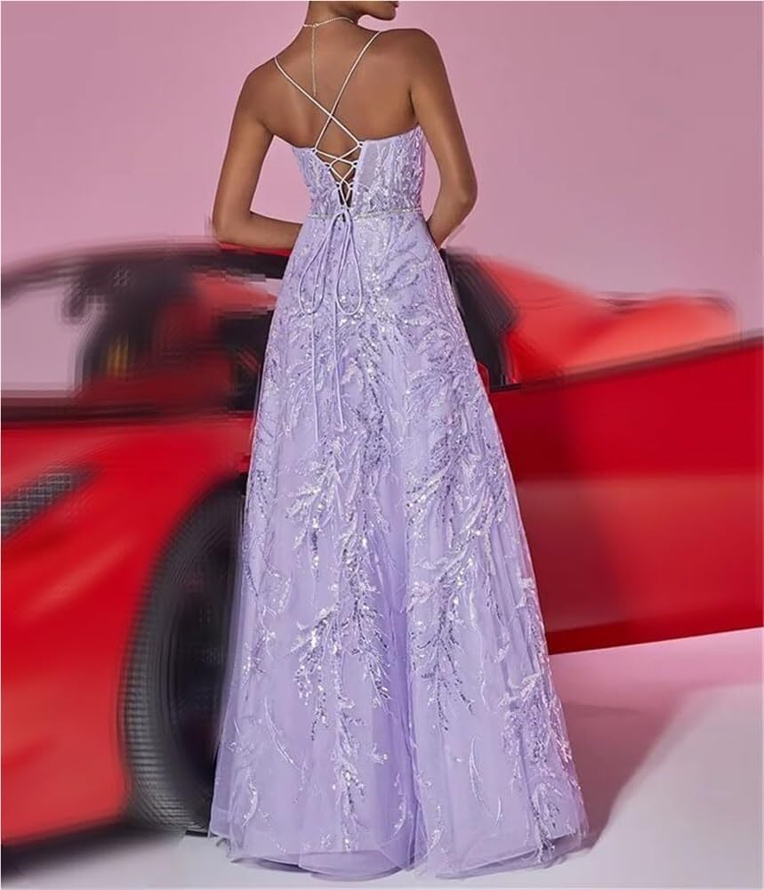 Women's Sequin Suspenders Evening Gown Long Maxi Wedding Party Cocktail Dress - Image 2