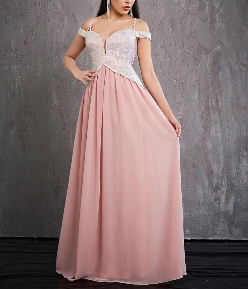 Women's Sexy Cocktail Dress Classic Pearl Camisole Chiffon Formal Party Evening Dresses - Image 2