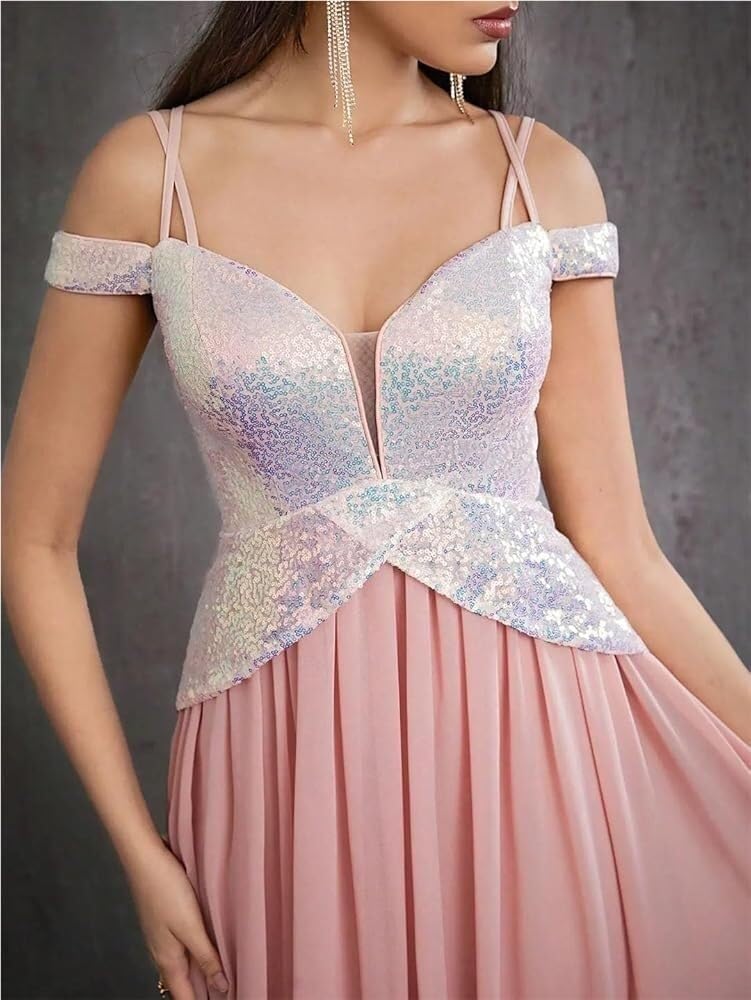 Women's Sexy Cocktail Dress Classic Pearl Camisole Chiffon Formal Party Evening Dresses - Image 5