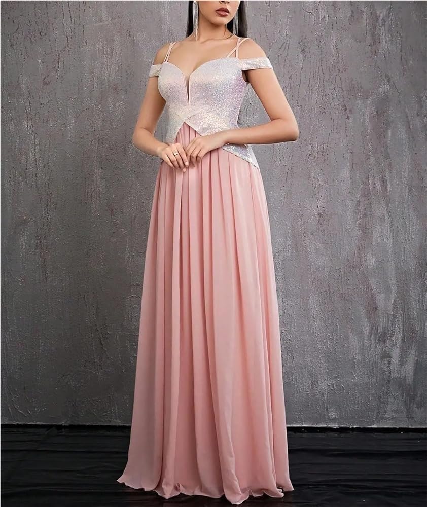 Women's Sexy Cocktail Dress Classic Pearl Camisole Chiffon Formal Party Evening Dresses - Image 4