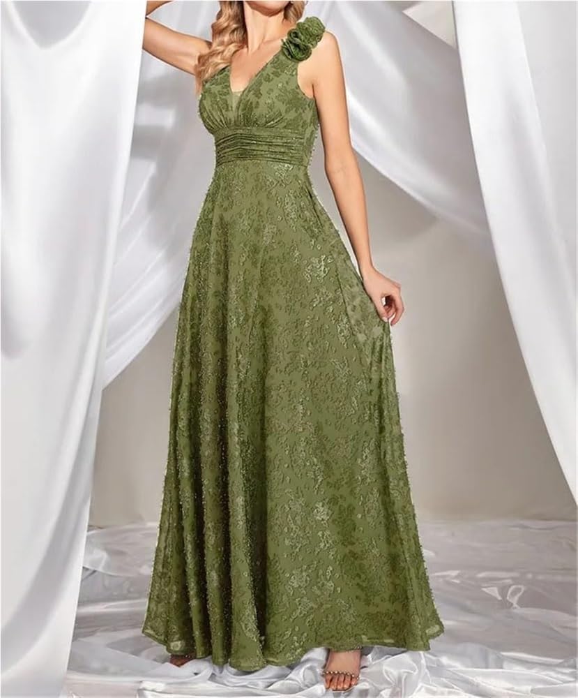 Women's V-Neck Evening Dress Sleeveless Long Prom Party Cocktail Dresses Formal Gown Maxi Fit - Image 5