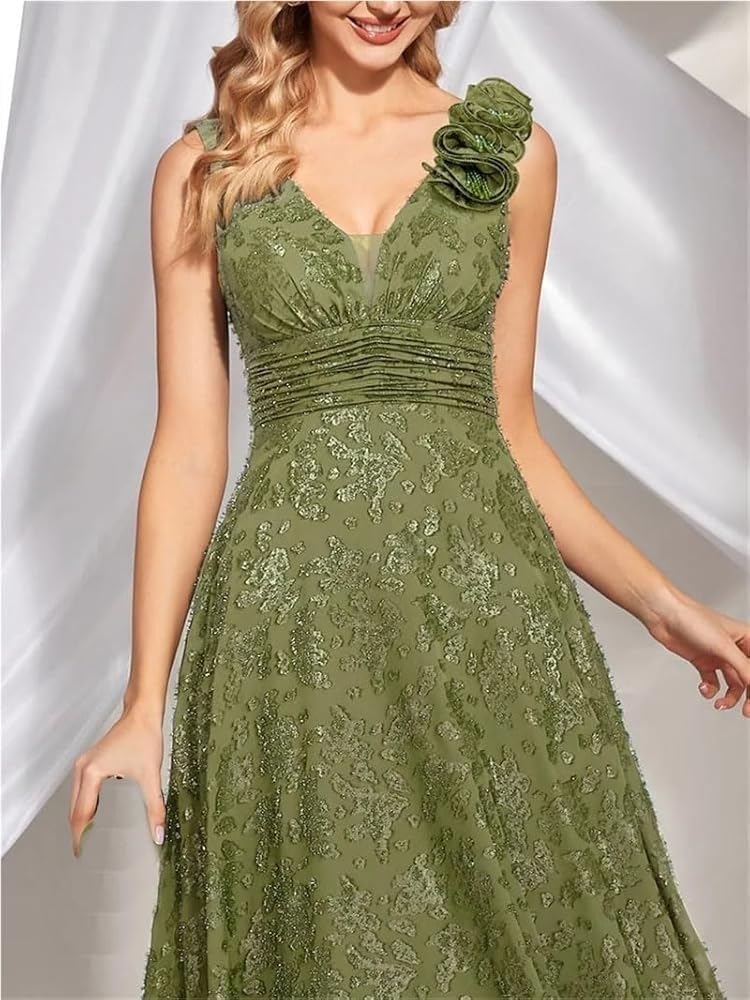 Women's V-Neck Evening Dress Sleeveless Long Prom Party Cocktail Dresses Formal Gown Maxi Fit - Image 6