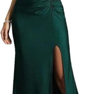 Women\u2019s Halter Pleated Evening Gown with Irregular Slit Fishtail Skirt Ball Formal Wear Dress