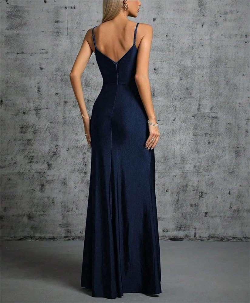 Women\u2019s Halter Pleated Evening Gown with Irregular Slit Fishtail Skirt Ball Formal Wear Dress - Image 3