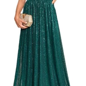 Women\u2019S Sequin Evening Gown V Neck Dresses Sleeveless Formal Wedding Party Prom Maxi Cocktail Dress for Evening Party