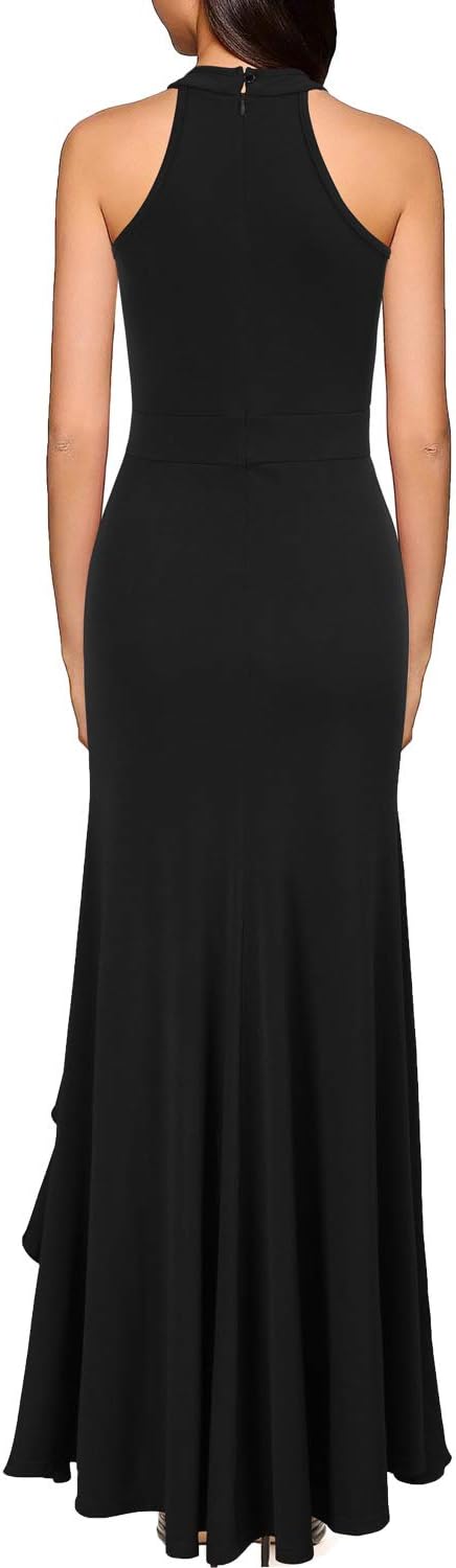WOOSEA Women's High Neck Split Bodycon Mermaid Evening Cocktail Long Dress - Image 2