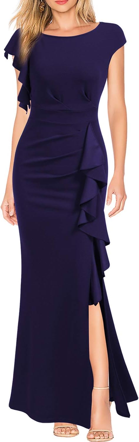 WOOSEA Women's Split Bodycon Mermaid Evening Cocktail Long Dress - Image 6