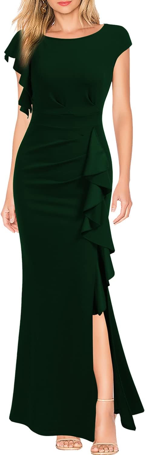 WOOSEA Women's Split Bodycon Mermaid Evening Cocktail Long Dress - Image 7