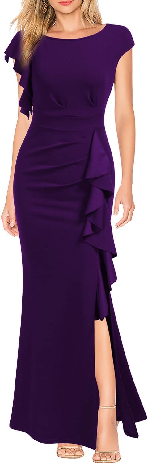 WOOSEA Women's Split Bodycon Mermaid Evening Cocktail Long Dress - Image 5