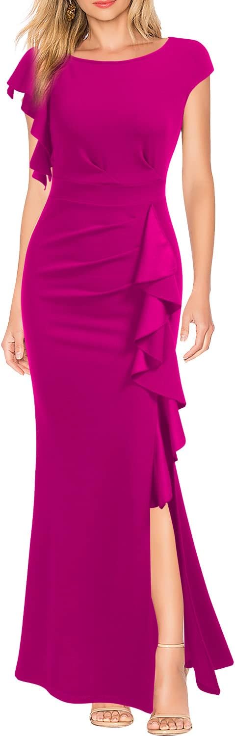 WOOSEA Women's Split Bodycon Mermaid Evening Cocktail Long Dress - Image 4