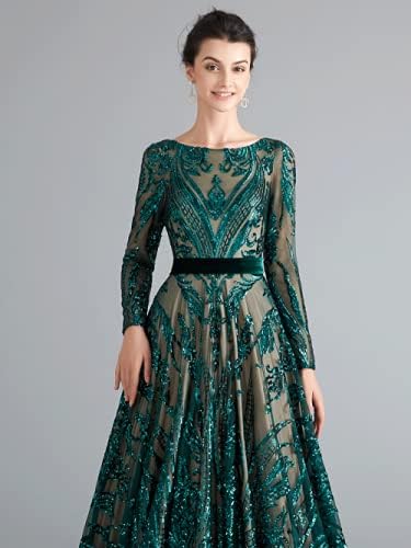 WOWBRIDAL Women's Sequin Evening Dress Luxurious Chapel Train Prom Dress Gowns - Image 6