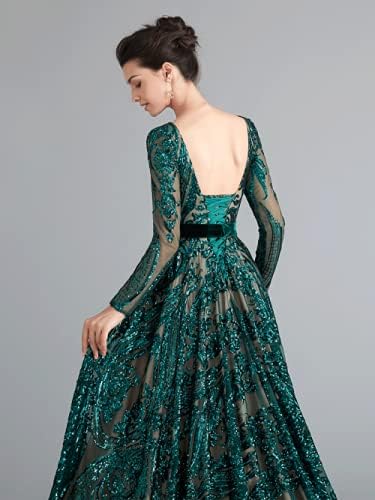 WOWBRIDAL Women's Sequin Evening Dress Luxurious Chapel Train Prom Dress Gowns - Image 7