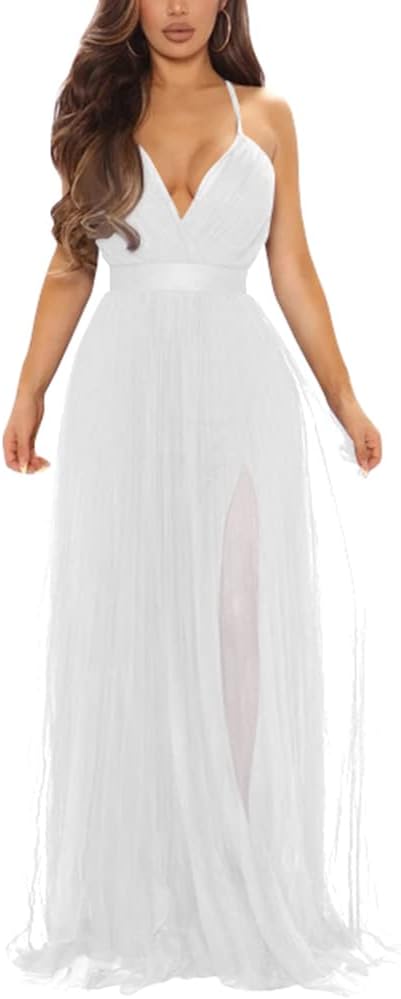 XXTAXN Women's Sexy Deep V Neck Split Cocktail Party Formal Bridesmaid Maxi Dress - Image 10