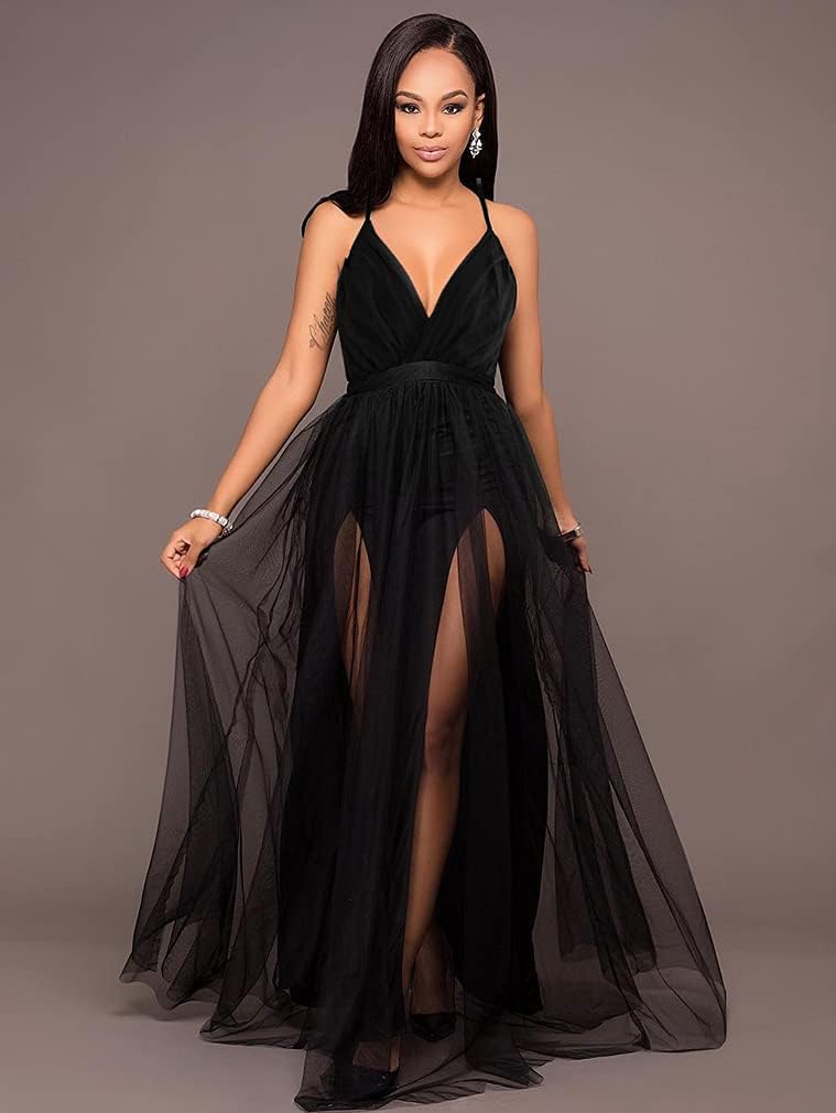 XXTAXN Women's Sexy Deep V Neck Split Cocktail Party Formal Bridesmaid Maxi Dress - Image 2