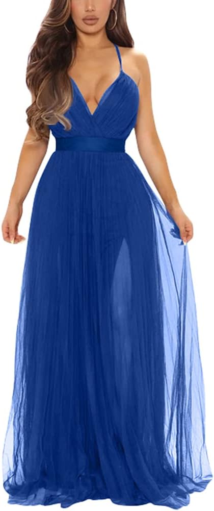 XXTAXN Women's Sexy Deep V Neck Split Cocktail Party Formal Bridesmaid Maxi Dress - Image 11