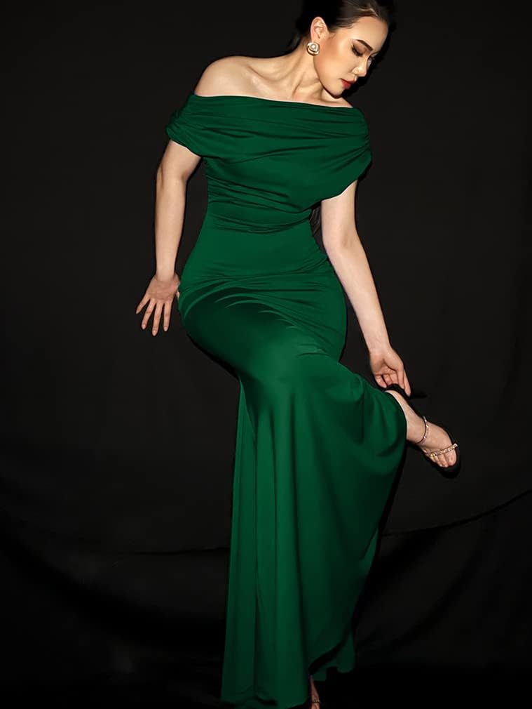 YMDUCH Women's Elegant Sleeveless Off Shoulder Bodycon Long Formal Party Evening Dress - Image 3