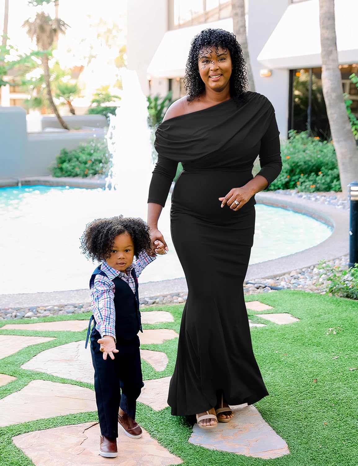 YMDUCH Women's Sexy Elegant Long Sleeve Off Shoulder Bodycon Long Evening Formal Dress - Image 8