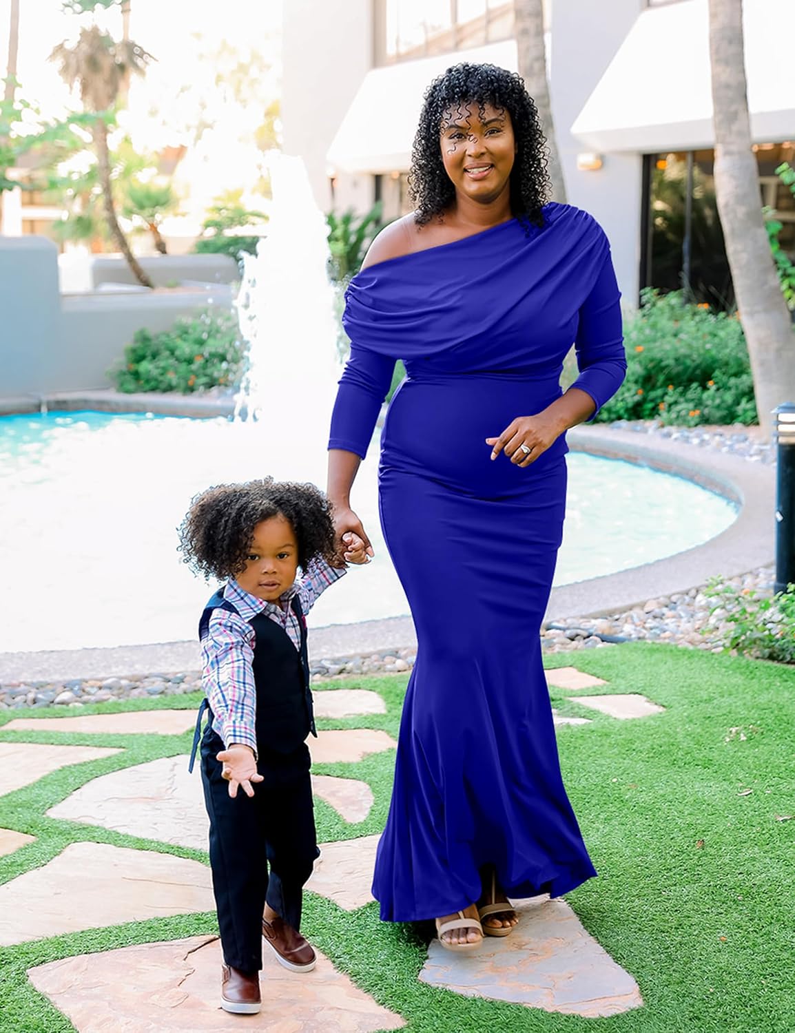 YMDUCH Women's Sexy Elegant Long Sleeve Off Shoulder Bodycon Long Evening Formal Dress - Image 8