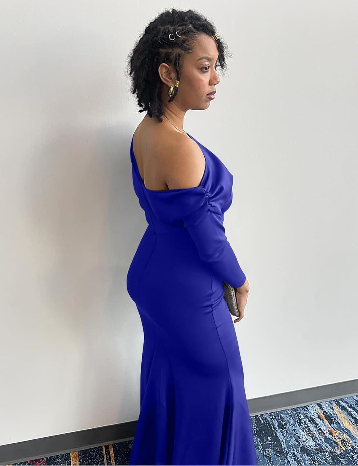 YMDUCH Women's Sexy Elegant Long Sleeve Off Shoulder Bodycon Long Evening Formal Dress - Image 2