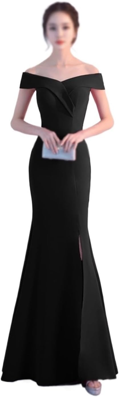 YMGSCC Evening Gown Long Dress Shoulder Dress Long Dress Dinner Slim Dress Wedding(X-Large)