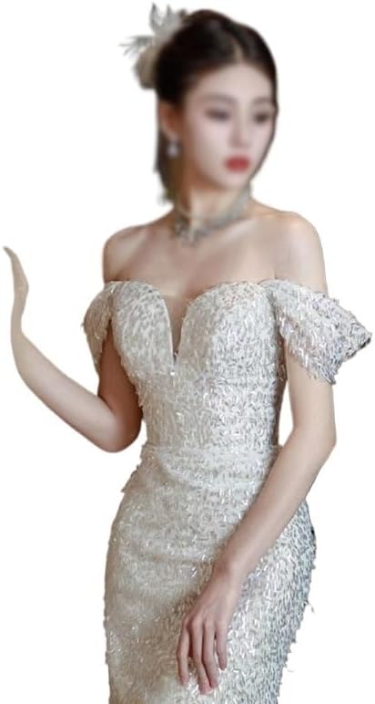 YMGSCC Flat Shoulder Evening Gown for Women Banquet Toasting Dress Slimming - Image 5