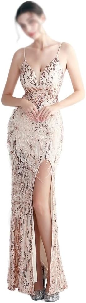 YMGSCC Sequin Long Oversized Women's Performance Dress, Banquet Evening Dress(4X-Large)