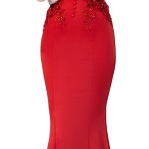 YMGSCC Slim-fit Dress Wedding Evening Dress Ladies Toasting Wedding Long Dress Word Shoulder Appreciation Banquet(X-Large)