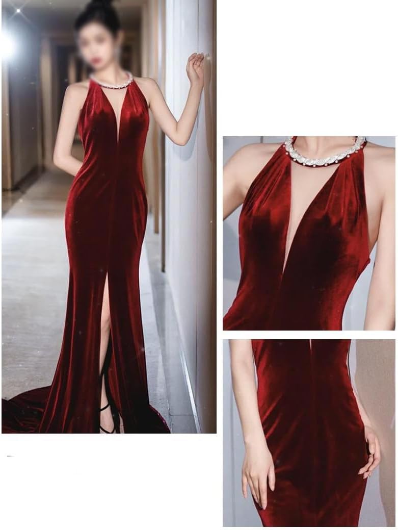YMGSCC Velvet Cocktail Dress, Bride's Appreciation Banquet, Birthday, Spring Evening Dress(M) - Image 4