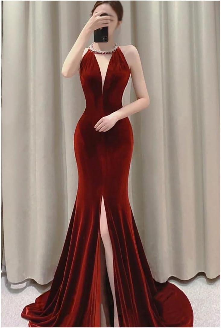 YMGSCC Velvet Cocktail Dress, Bride's Appreciation Banquet, Birthday, Spring Evening Dress(M) - Image 2