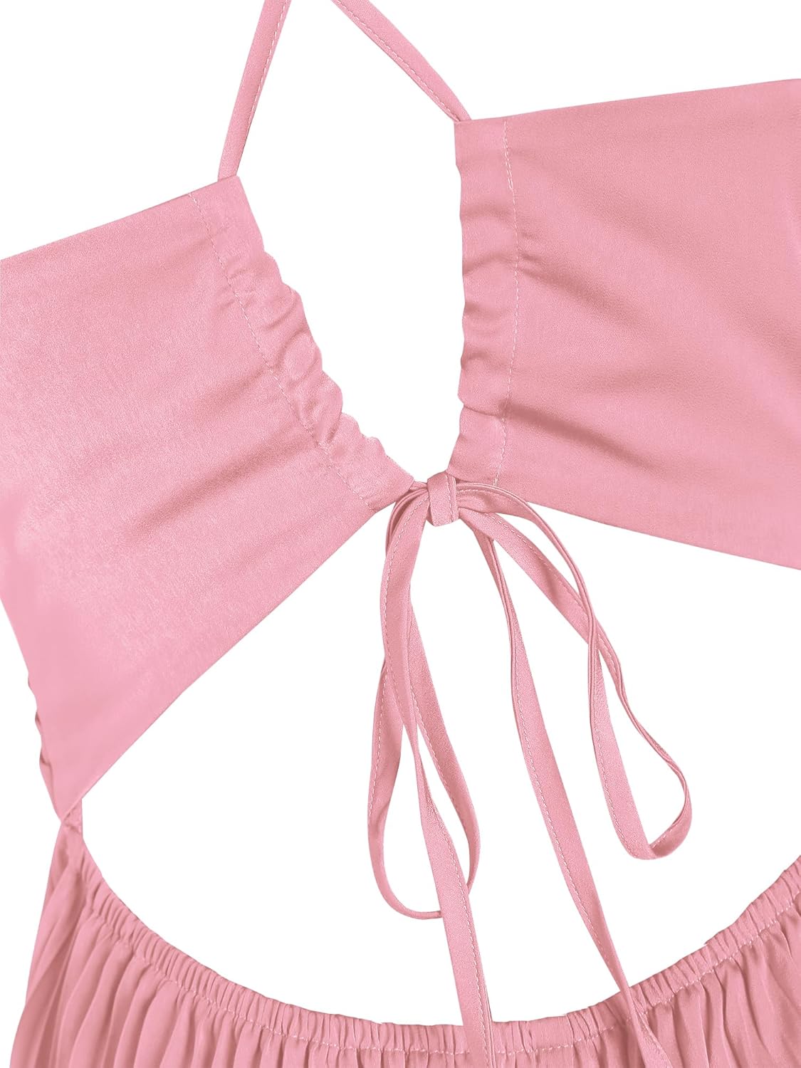 ZAFUL Womens Satin Sexy Backless Wrap V Neck Sleeveless Spaghetti Strap Pleated Flowy Party Midi Dress - Image 9