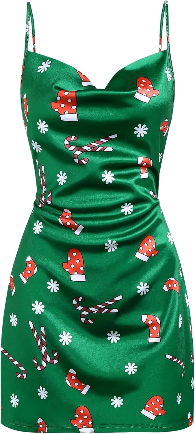 ZAFUL Women's Satin Sleeveless Spaghetti Strap Mini Dress Sexy Slip Cowl Neck Silky Cocktail Party Dresses - Image 26