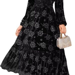 ZAFUL Womens Velvet Dresses Long Sleeve Cocktail Party Wedding Guest Dress