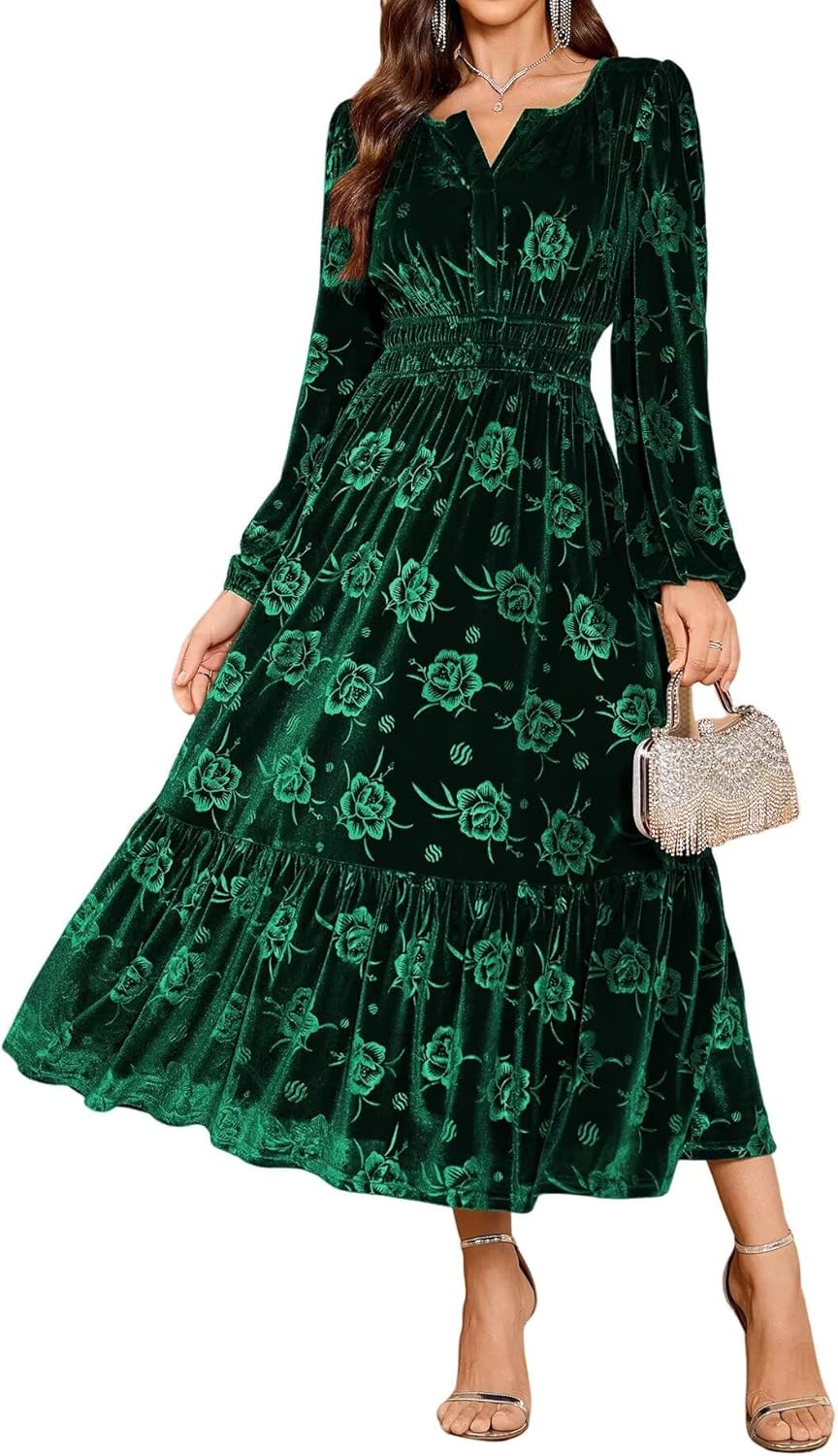 ZAFUL Womens Velvet Dresses Long Sleeve Cocktail Party Wedding Guest Dress - Image 9