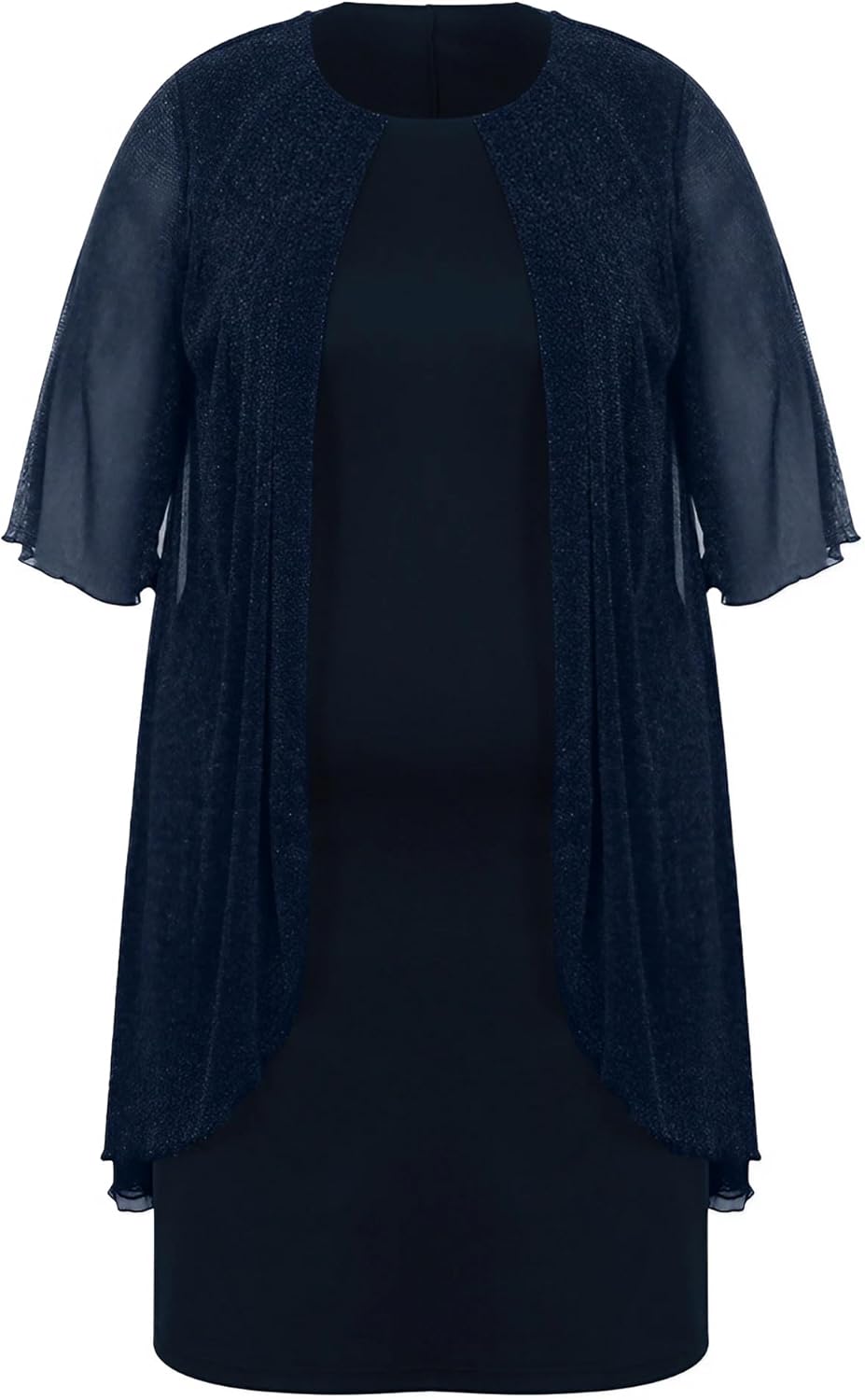 ZNU Plus Size Women Elegant Wedding Guest Mesh Dress Formal Gowns - 2025 Cocktail Party Midi Dress Half Sleeve - Image 7