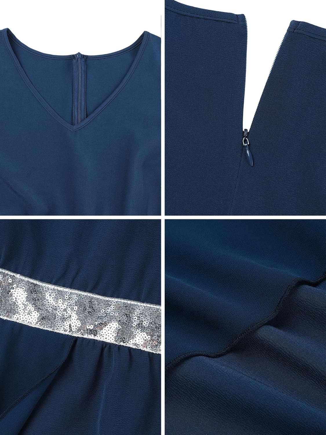 ZNU Women Plus Size Chiffon Evening Gown Sequins Dress, Elegant Formal Party Cocktail Dresses for Weddings Guest - Image 2