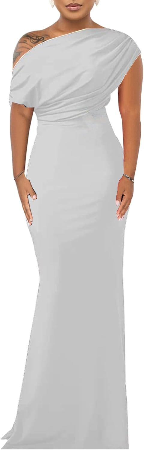 ZonJie Women's Formal Dress Sexy Elegant Short Sleeve Off Shoulder Bodycon Long Evening Party Wedding Guest Dresses - Image 5